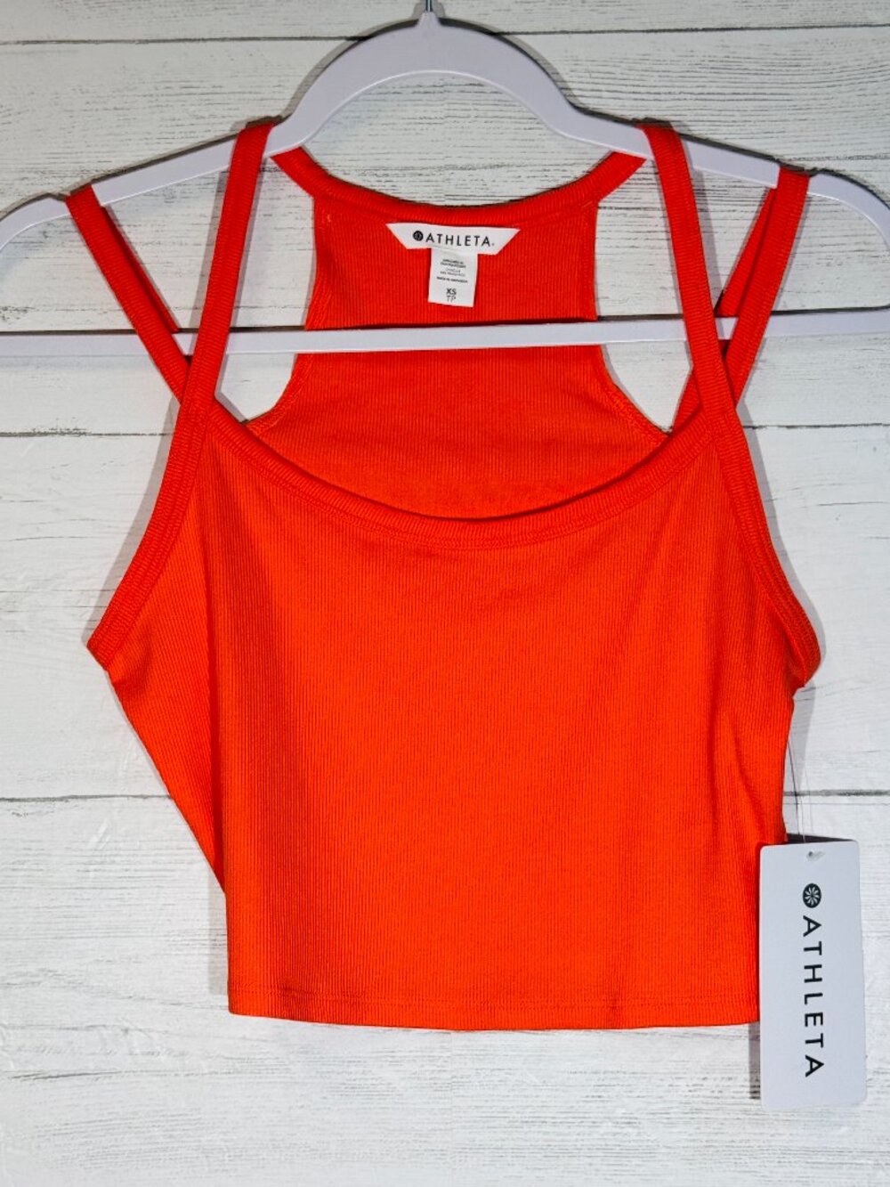 NWT Athleta Signature Rib Wide Binding Tank in Coral